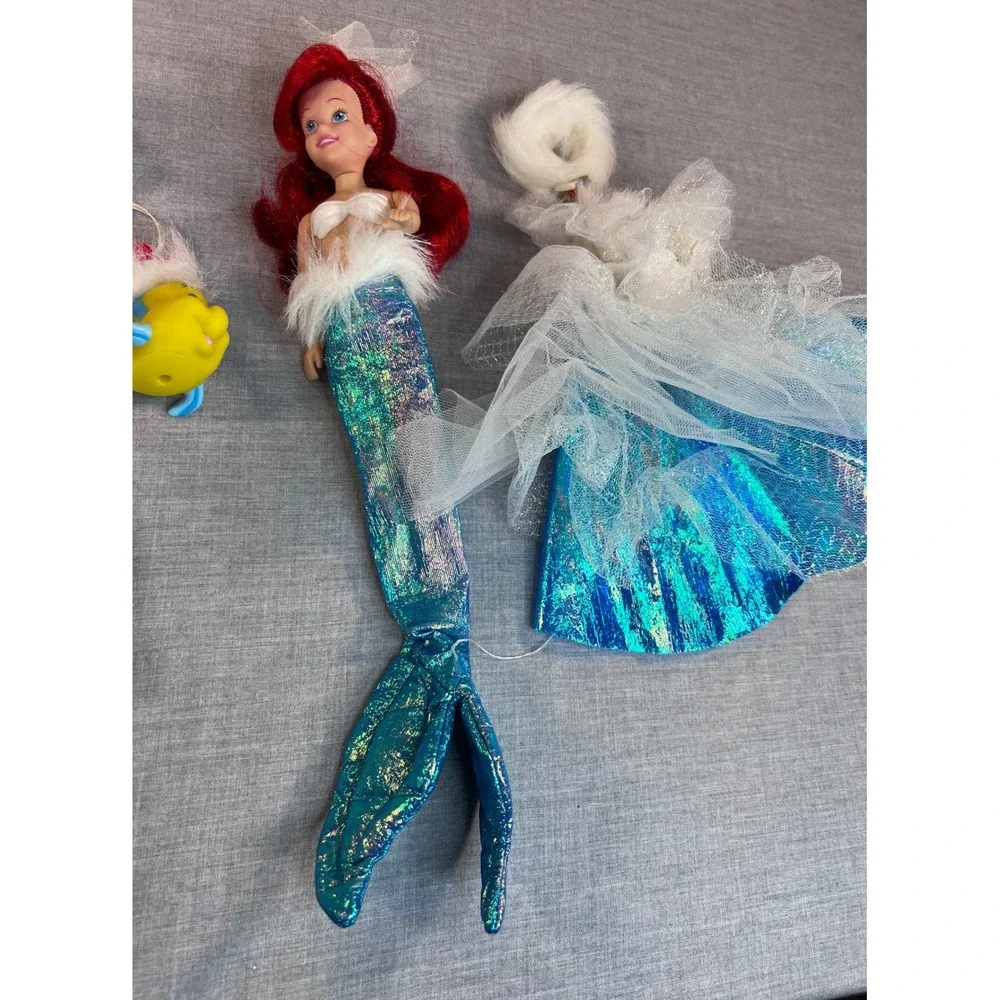 Vintage Disney The Little Mermaid Ariel Doll Holiday Winter Outfits Flounder Lot